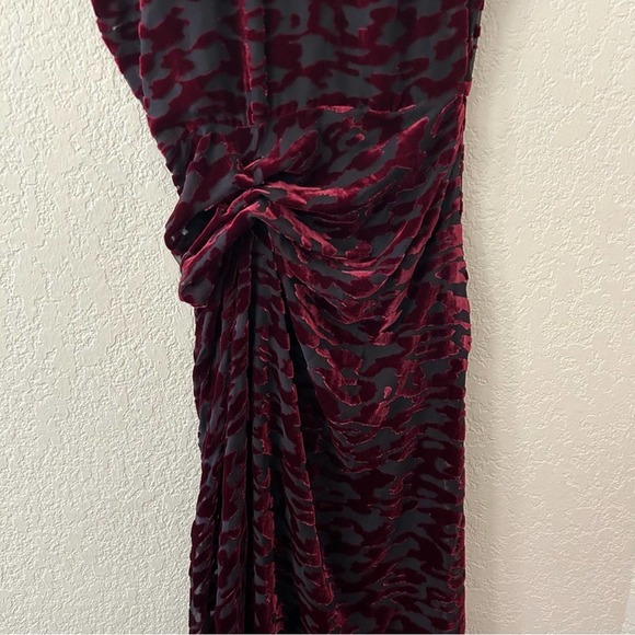 Zara Draped wine velvet mesh dress nwt women’s size XS - Picture 8 of 15
